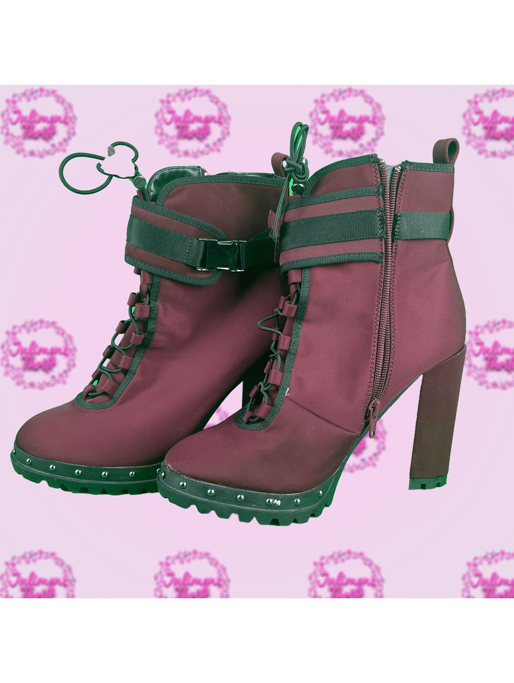 Burgandy Combat Heels
